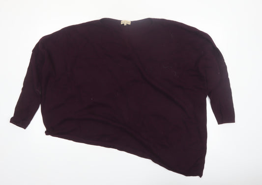 Phase Eight Women Purple Asymmetrical Knit Jumper L Wool Blend