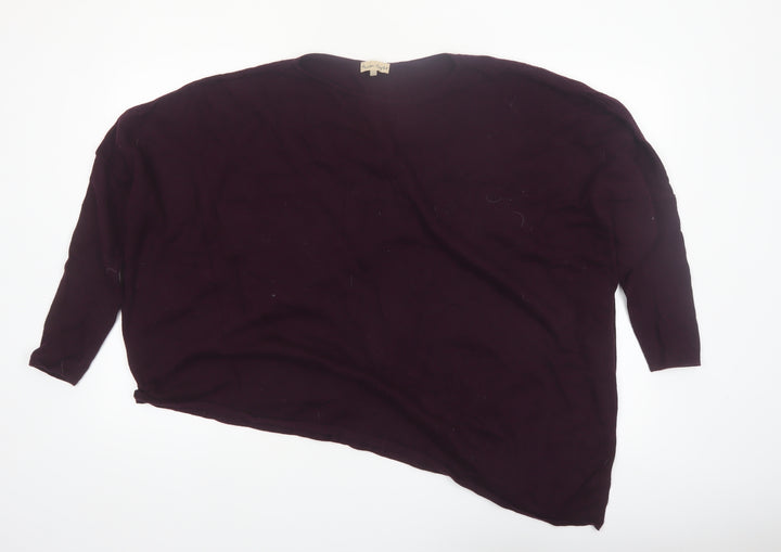 Phase Eight Women Purple Asymmetrical Knit Jumper L Wool Blend