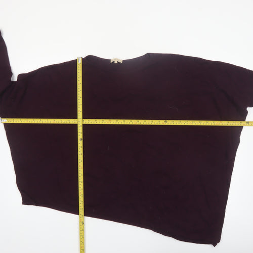 Phase Eight Women Purple Asymmetrical Knit Jumper L Wool Blend
