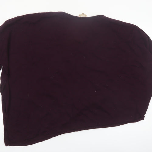 Phase Eight Women Purple Asymmetrical Knit Jumper L Wool Blend