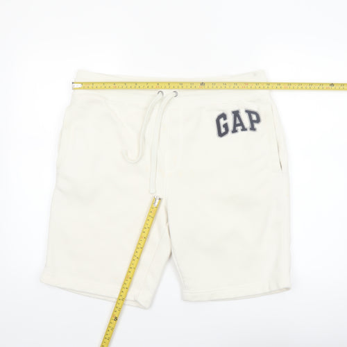 GAP Men’s White Sweat Shorts L Fleece Drawstring Casual