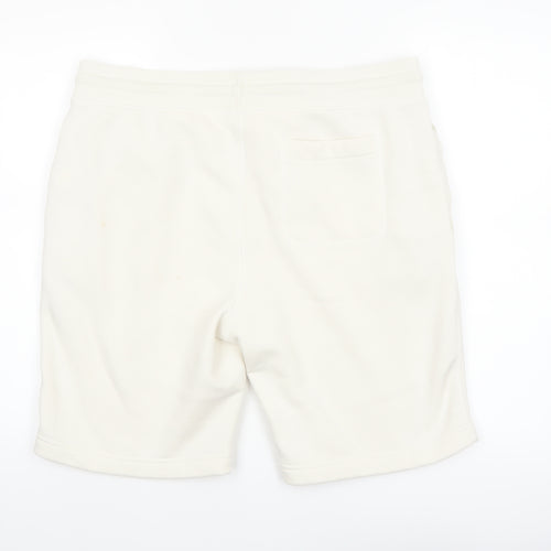 GAP Men’s White Sweat Shorts L Fleece Drawstring Casual