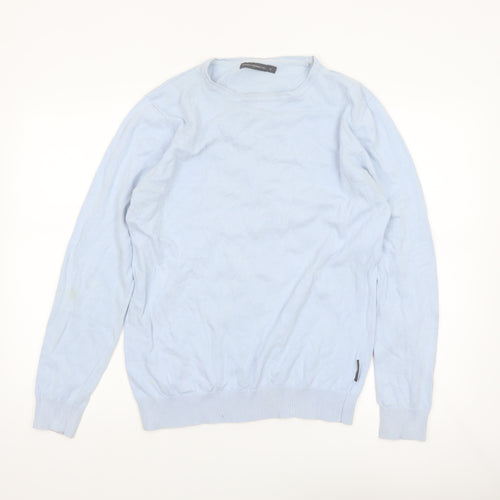 French Connection Men's Blue Cotton Crew Neck Jumper XL