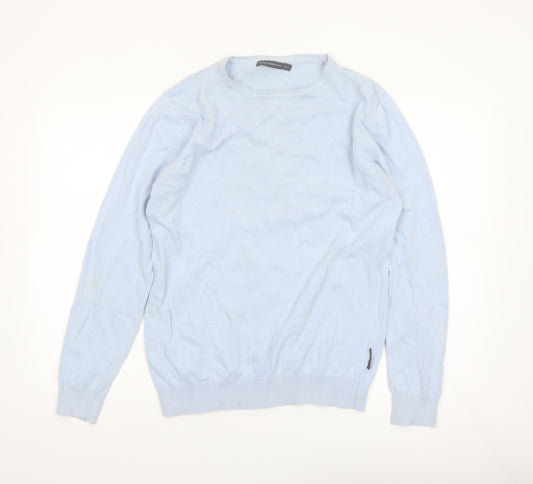 French Connection Men's Blue Cotton Crew Neck Jumper XL