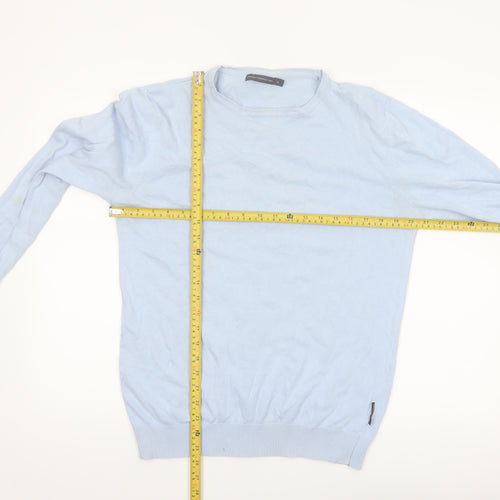 French Connection Men's Blue Cotton Crew Neck Jumper XL