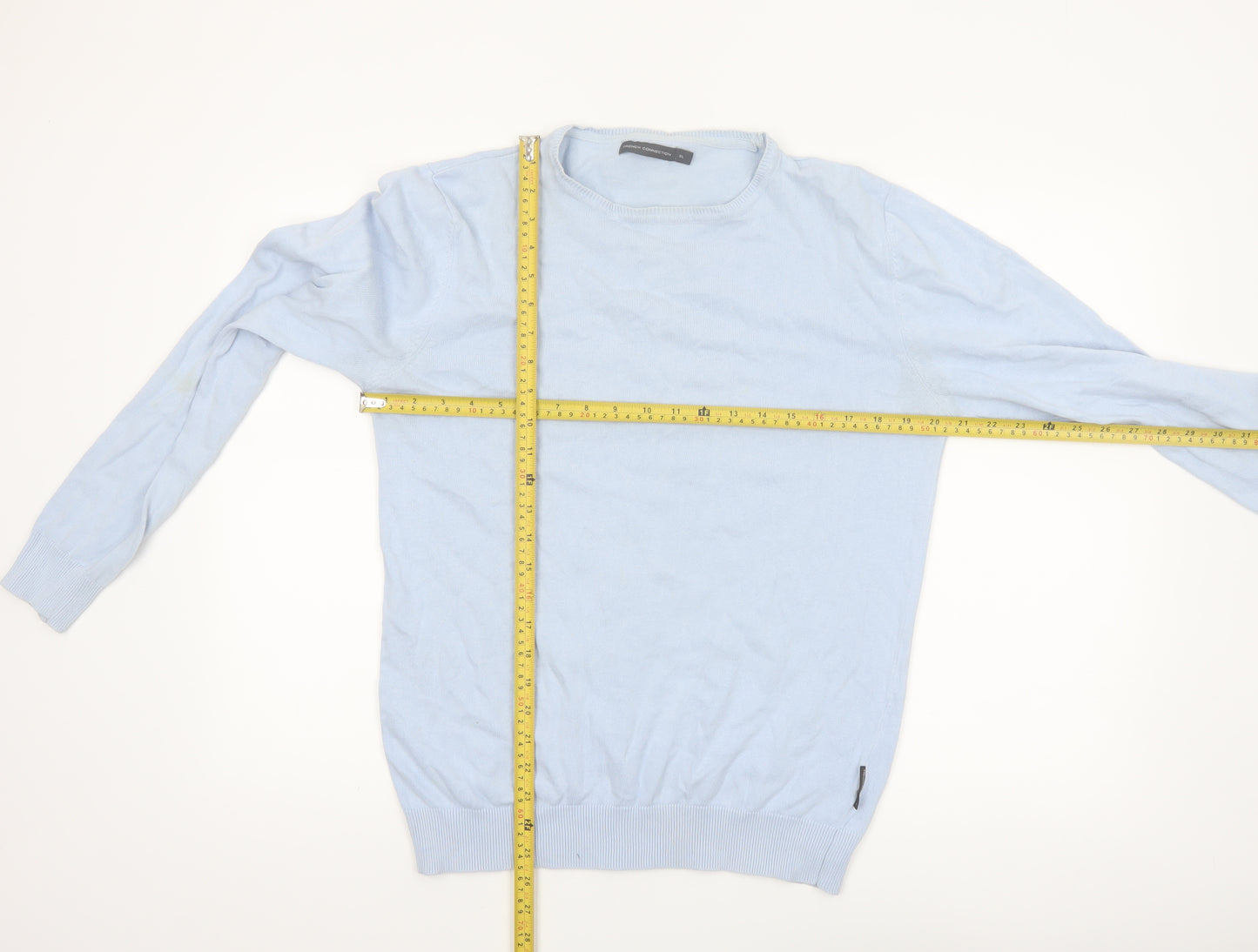 French Connection Men's Blue Cotton Crew Neck Jumper XL