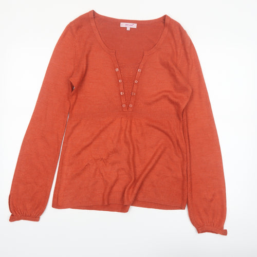 Marks and Spencer Women’s Orange Henley Knit Jumper Size 10