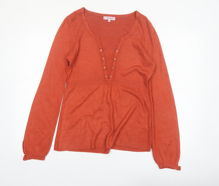 Marks and Spencer Women’s Orange Henley Knit Jumper Size 10