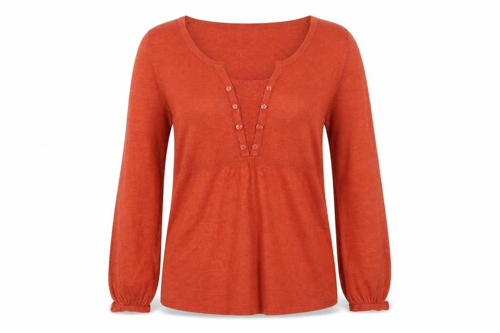 Marks and Spencer Women’s Orange Henley Knit Jumper Size 10