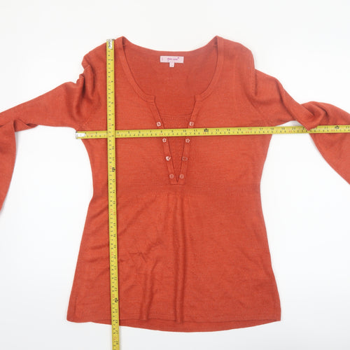 Marks and Spencer Women’s Orange Henley Knit Jumper Size 10