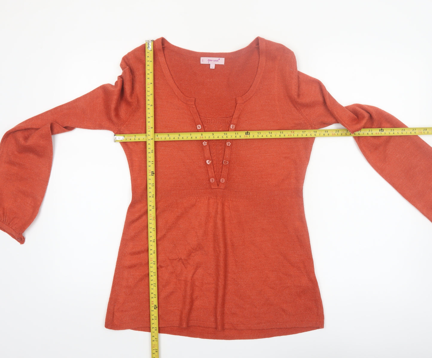 Marks and Spencer Women’s Orange Henley Knit Jumper Size 10