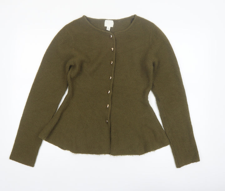 H&M Women’s Green Knit Button Cardigan Size 8 Regular Fit