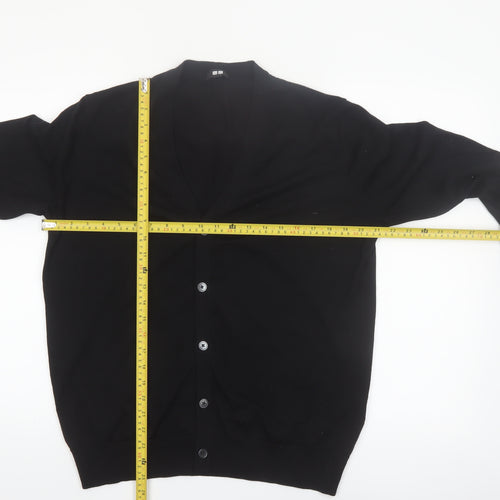 Uniqlo Men's Black Wool V-Neck Cardigan L