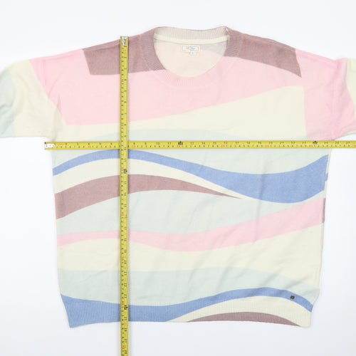 Fat Face Women’s Multicoloured Wave Jumper UK 16 Crew Neck Cotton Knit