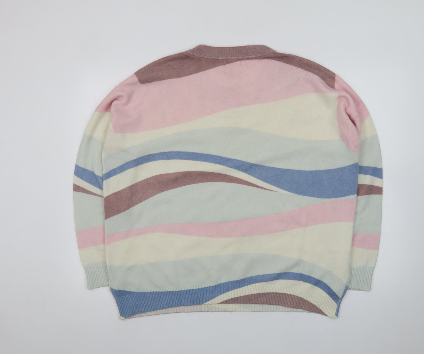 Fat Face Women’s Multicoloured Wave Jumper UK 16 Crew Neck Cotton Knit