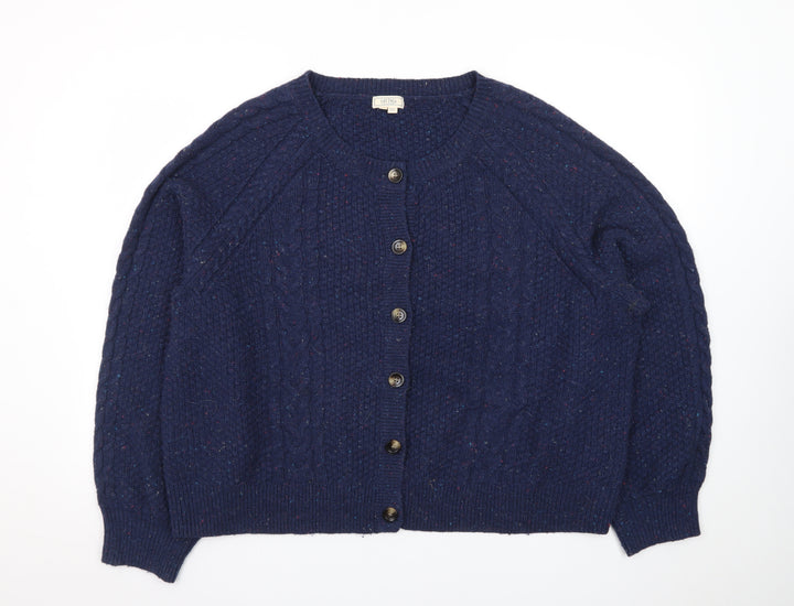 Fat Face Womens Blue Wool Cable Knit Cardigan UK 22