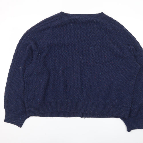 Fat Face Womens Blue Wool Cable Knit Cardigan UK 22