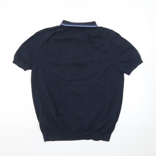 Paul Costelloe Men’s Blue Zip Collar Cotton Polo Shirt M