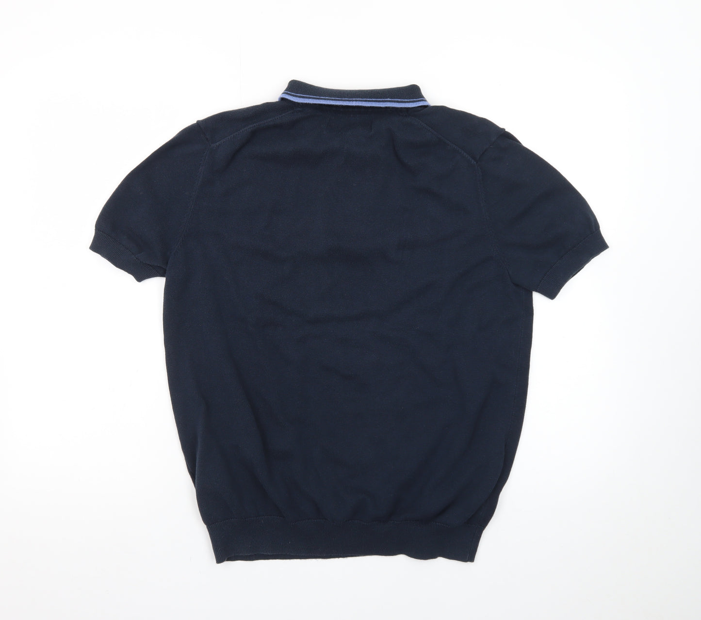 Paul Costelloe Men’s Blue Zip Collar Cotton Polo Shirt M