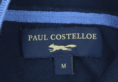 Paul Costelloe Men’s Blue Zip Collar Cotton Polo Shirt M