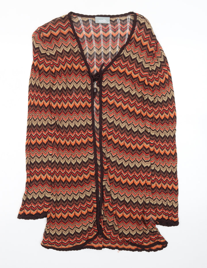 Wallis Women’s Multicoloured Chevron Knit Cardigan Size 14 V-Neck Lightweight