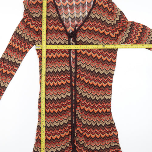 Wallis Women’s Multicoloured Chevron Knit Cardigan Size 14 V-Neck Lightweight