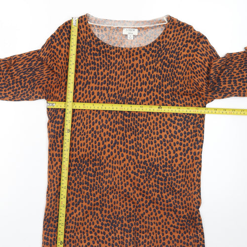J.Crew Women Brown Animal Print Cotton Pullover Jumper Size S