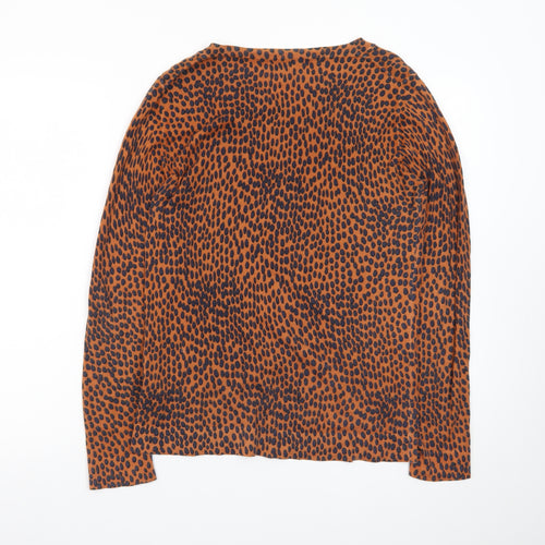 J.Crew Women Brown Animal Print Cotton Pullover Jumper Size S