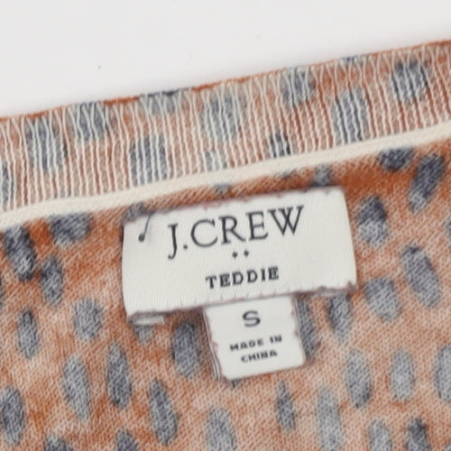 J.Crew Women Brown Animal Print Cotton Pullover Jumper Size S