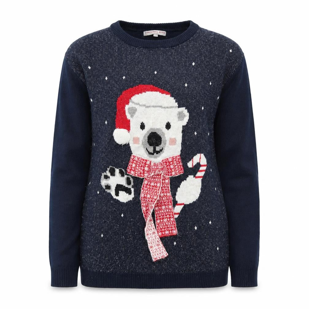 Next Women’s Blue Christmas Polar Bear Jumper Size 8 Crew Neck