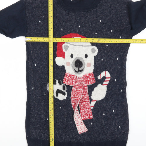 Next Women’s Blue Christmas Polar Bear Jumper Size 8 Crew Neck