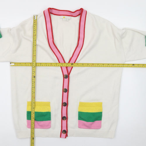 Boden Women Ivory Colourblock V-Neck Cardigan Size 16
