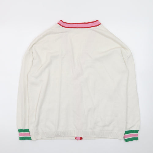 Boden Women Ivory Colourblock V-Neck Cardigan Size 16