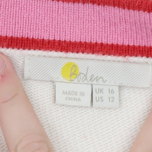 Boden Women Ivory Colourblock V-Neck Cardigan Size 16