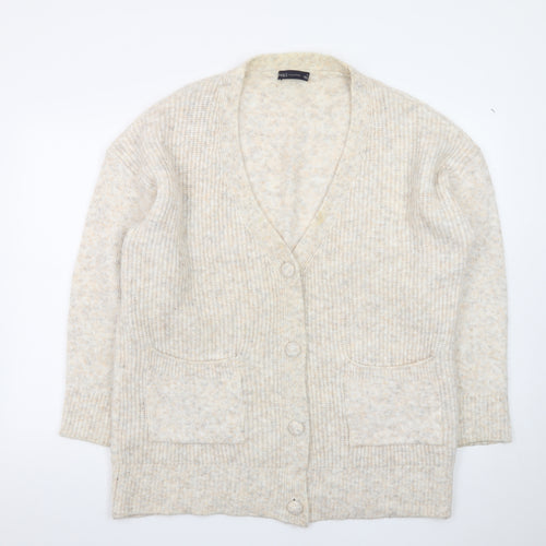 Marks and Spencer Women Beige XL Cardigan Knit V-Neck Long Sleeve