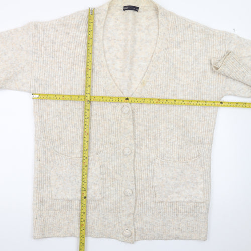 Marks and Spencer Women Beige XL Cardigan Knit V-Neck Long Sleeve
