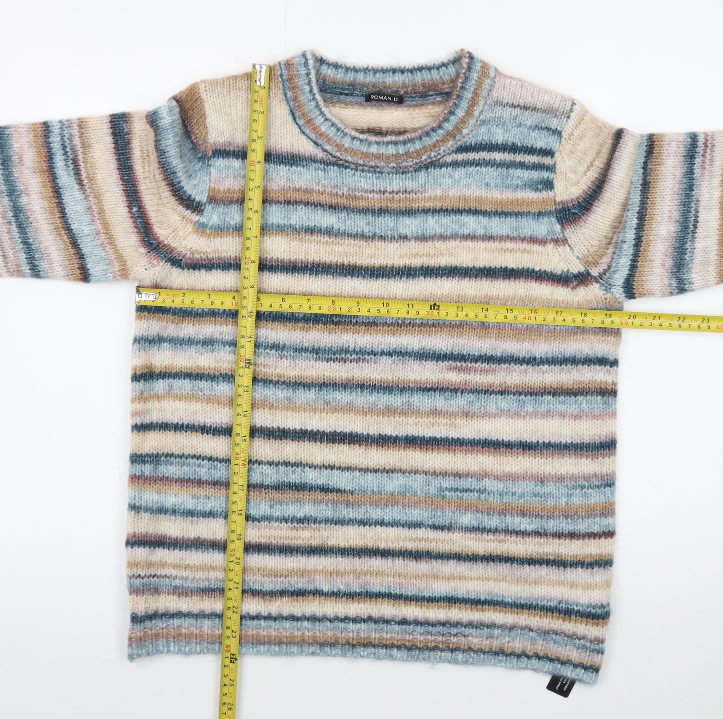 Roman Women’s Multicoloured Striped Crew Neck Long Sleeve Pullover Jumper Size 12