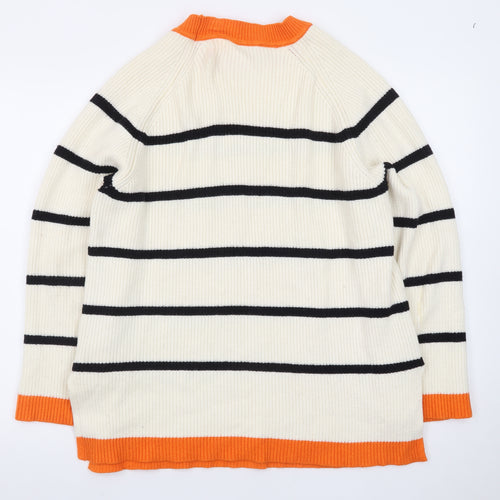 Selected Femme Women's Ivory Striped High Neck Pullover Jumper L