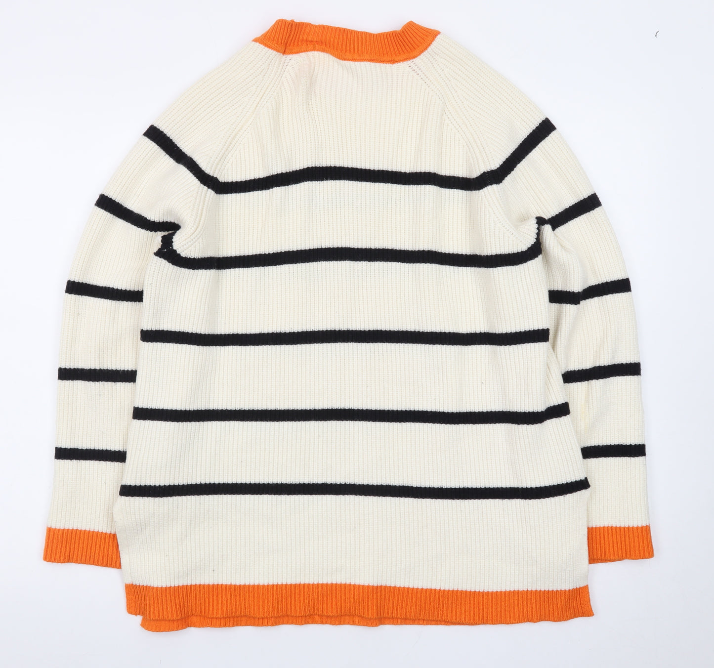 Selected Femme Women's Ivory Striped High Neck Pullover Jumper L