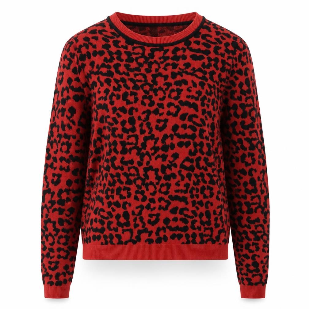 Oasis Women Red Leopard Knit Pullover Jumper Size S
