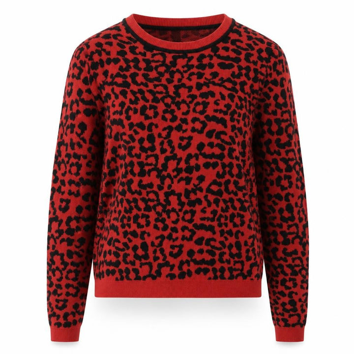 Oasis Women Red Leopard Knit Pullover Jumper Size S