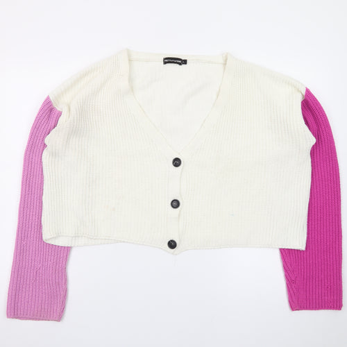 PrettyLittleThing Womens Multicoloured L Cardigan Knit V-Neck Jumper