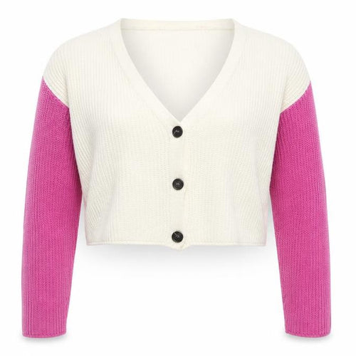 PrettyLittleThing Womens Multicoloured L Cardigan Knit V-Neck Jumper
