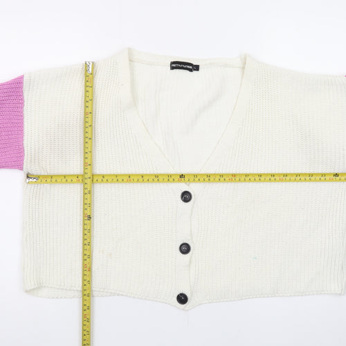 PrettyLittleThing Womens Multicoloured L Cardigan Knit V-Neck Jumper