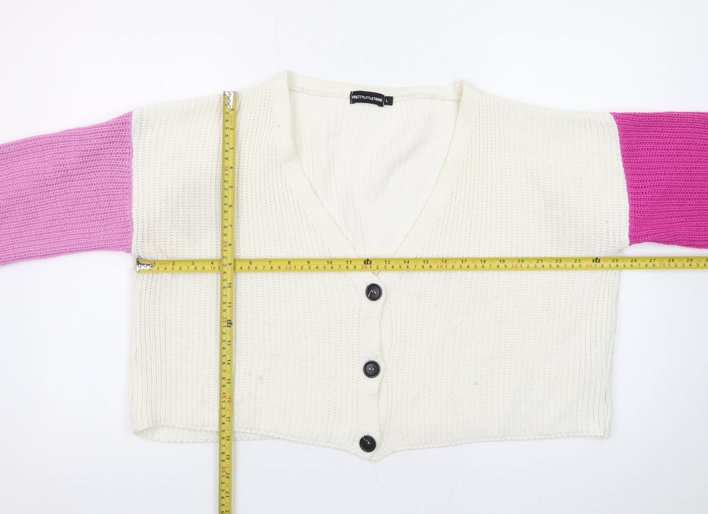 PrettyLittleThing Womens Multicoloured L Cardigan Knit V-Neck Jumper