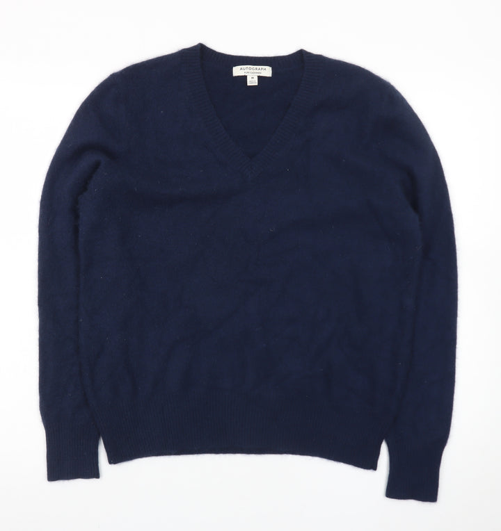 Marks and Spencer Women’s Blue Pure Cashmere V-Neck Jumper M