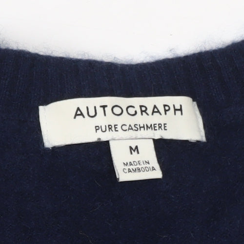 Marks and Spencer Women’s Blue Pure Cashmere V-Neck Jumper M