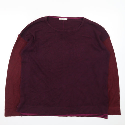 White Stuff Women's Purple Long Sleeve Crew Neck Cotton Wool Jumper Size 12