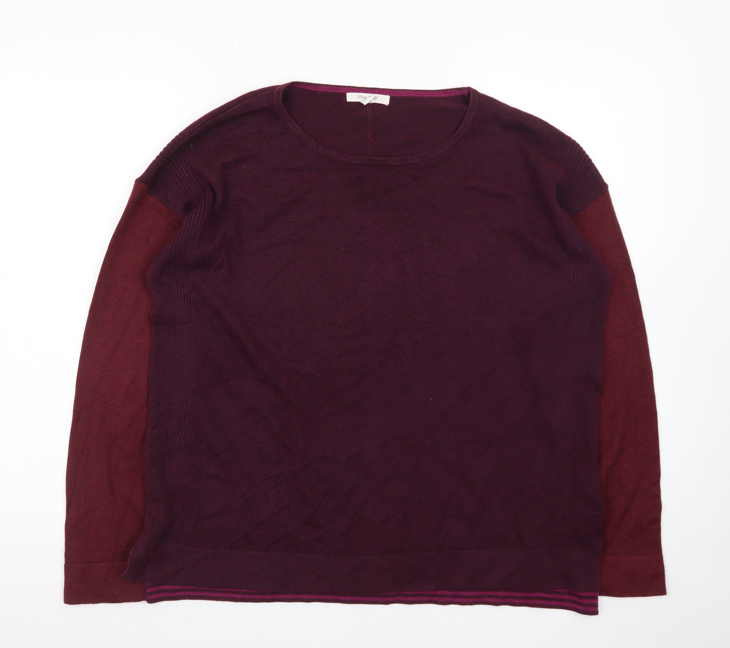 White Stuff Women's Purple Long Sleeve Crew Neck Cotton Wool Jumper Size 12