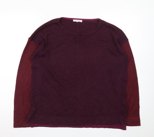 White Stuff Women's Purple Long Sleeve Crew Neck Cotton Wool Jumper Size 12